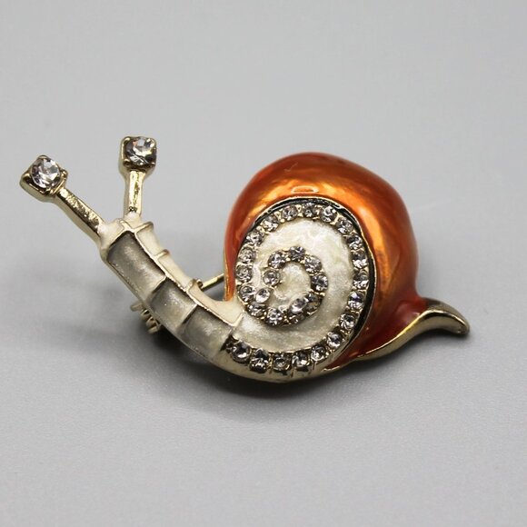 Snail pin brooch jewelry fashion gold tone crystals cute adorable animal new - Picture 8 of 11